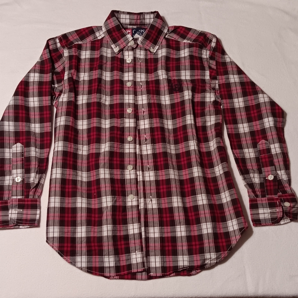 Red and White Flannel Dress Shirt